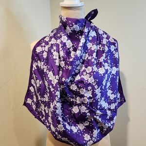 Purple Floral Scarf with White Blossom Print